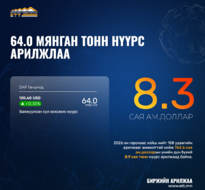 64 МЯНГАН ТОНН НҮҮРС АРИЛЖЛАА